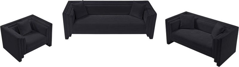 Everett 67" Chenille Fabric Upholstered Loveseat in Black - 44068Black-L