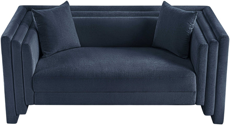 Everett 67" Chenille Fabric Upholstered Loveseat in Blue - 44068Navy-L
