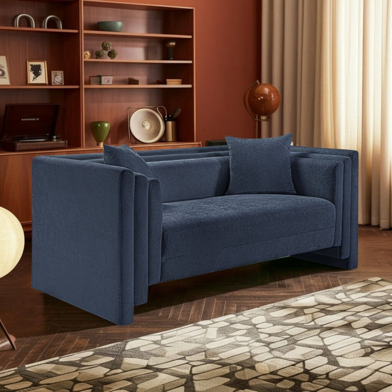 Everett 67" Chenille Fabric Upholstered Loveseat in Blue - 44068Navy-L