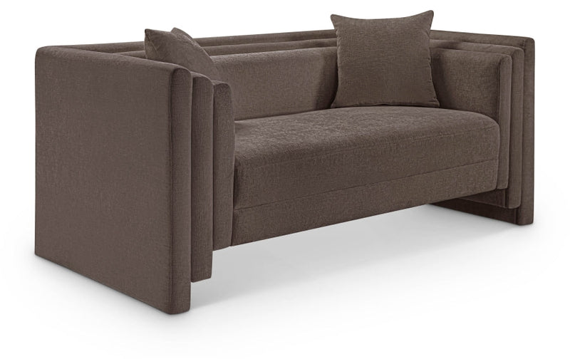 Everett 67" Chenille Fabric Upholstered Loveseat in Brown - 44068Brown-L
