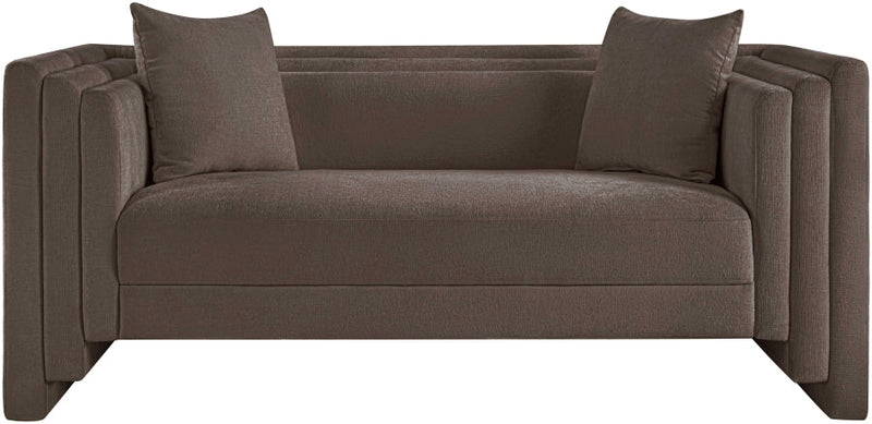 Everett 67" Chenille Fabric Upholstered Loveseat in Brown - 44068Brown-L