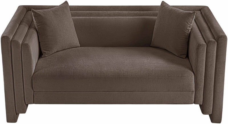 Everett 67" Chenille Fabric Upholstered Loveseat in Brown - 44068Brown-L