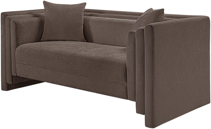 Everett 67" Chenille Fabric Upholstered Loveseat in Brown - 44068Brown-L