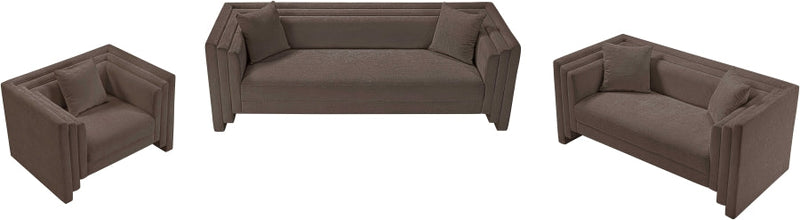 Everett 67" Chenille Fabric Upholstered Loveseat in Brown - 44068Brown-L