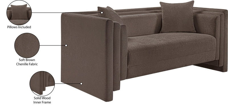 Everett 67" Chenille Fabric Upholstered Loveseat in Brown - 44068Brown-L