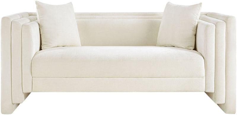 Everett 67" Chenille Fabric Upholstered Loveseat in Cream - 44068Cream-L