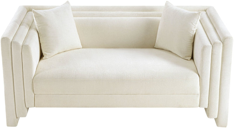 Everett 67" Chenille Fabric Upholstered Loveseat in Cream - 44068Cream-L