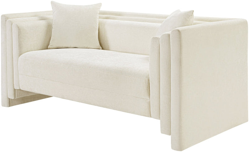 Everett 67" Chenille Fabric Upholstered Loveseat in Cream - 44068Cream-L