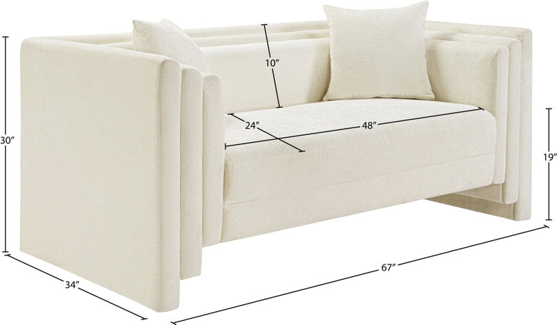 Everett 67" Chenille Fabric Upholstered Loveseat in Cream - 44068Cream-L