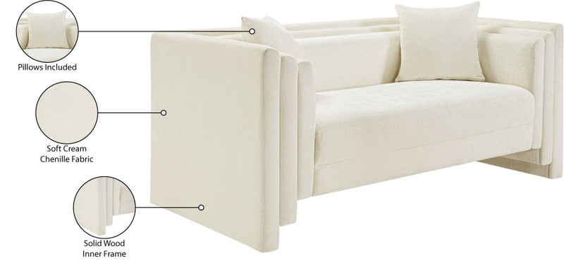 Everett 67" Chenille Fabric Upholstered Loveseat in Cream - 44068Cream-L