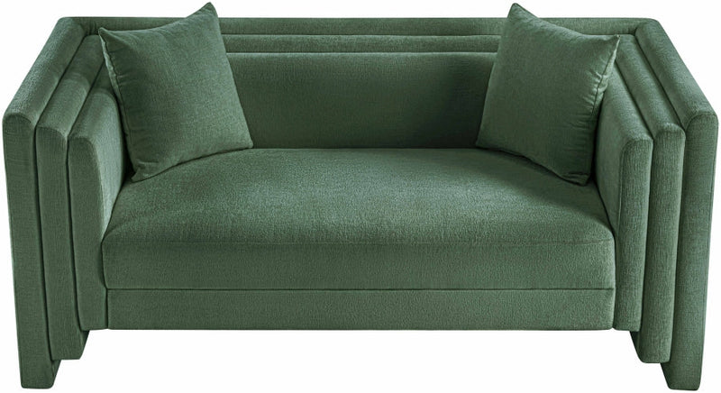 Everett 67" Chenille Fabric Upholstered Loveseat in Green - 44068Green-L