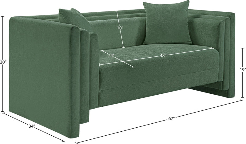 Everett 67" Chenille Fabric Upholstered Loveseat in Green - 44068Green-L