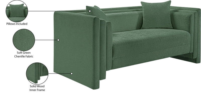 Everett 67" Chenille Fabric Upholstered Loveseat in Green - 44068Green-L
