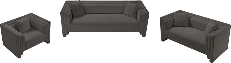 Everett 67" Chenille Fabric Upholstered Loveseat in Grey - 44068Grey-L
