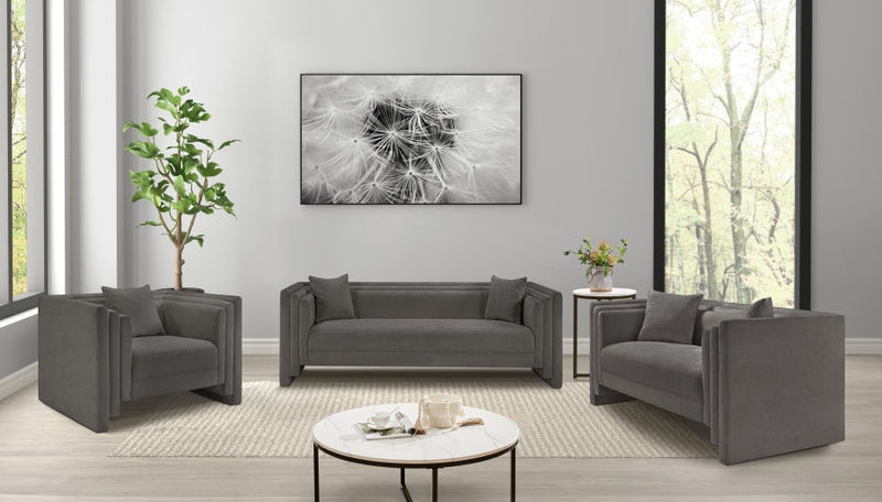 Everett 67" Chenille Fabric Upholstered Loveseat in Grey - 44068Grey-L