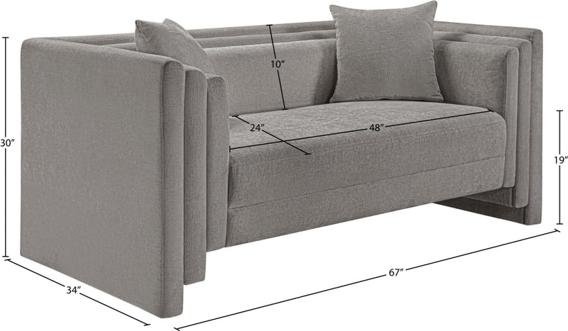Everett 67" Chenille Fabric Upholstered Loveseat in Grey - 44068Grey-L