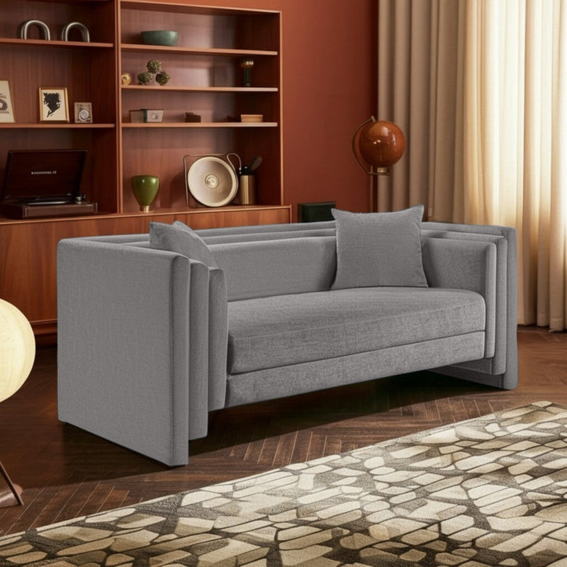 Everett 67" Chenille Fabric Upholstered Loveseat in Grey - 44068Grey-L