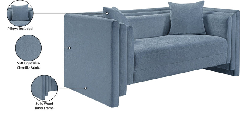Everett 67" Chenille Fabric Upholstered Loveseat in Light Blue - 44068LtBlu-L
