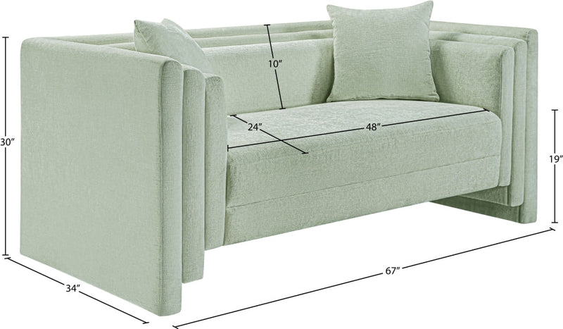 Everett 67" Chenille Fabric Upholstered Loveseat in Mint - 44068Mint-L