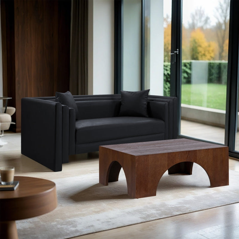 Everett 67" Vegan Leather Upholstered Loveseat in Black - 44067Black-L