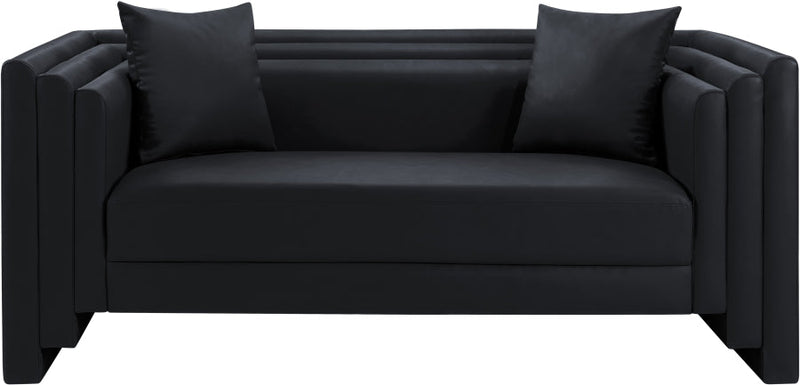 Everett 67" Vegan Leather Upholstered Loveseat in Black - 44067Black-L