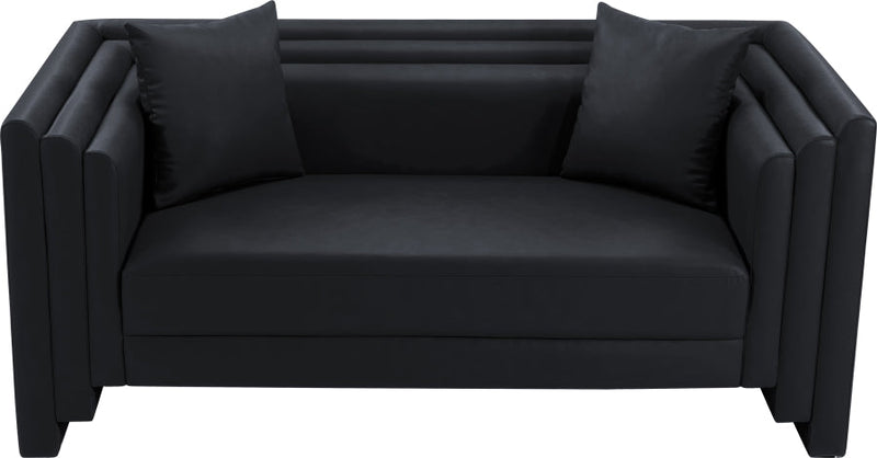 Everett 67" Vegan Leather Upholstered Loveseat in Black - 44067Black-L