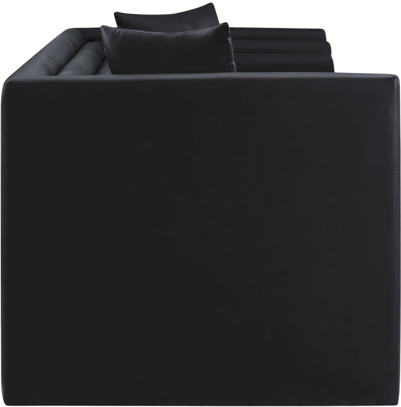 Everett 67" Vegan Leather Upholstered Loveseat in Black - 44067Black-L