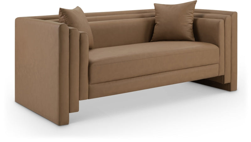 Everett 67" Vegan Leather Upholstered Loveseat in Brown - 44067Brown-L