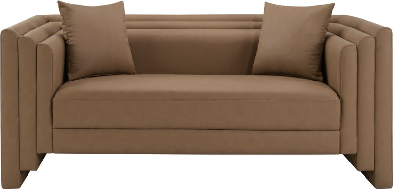 Everett 67" Vegan Leather Upholstered Loveseat in Brown - 44067Brown-L
