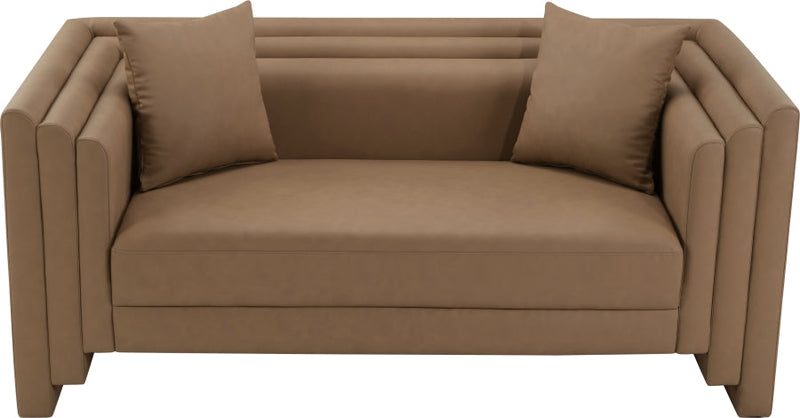 Everett 67" Vegan Leather Upholstered Loveseat in Brown - 44067Brown-L