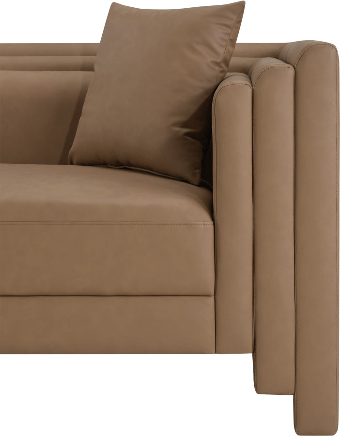 Everett 67" Vegan Leather Upholstered Loveseat in Brown - 44067Brown-L
