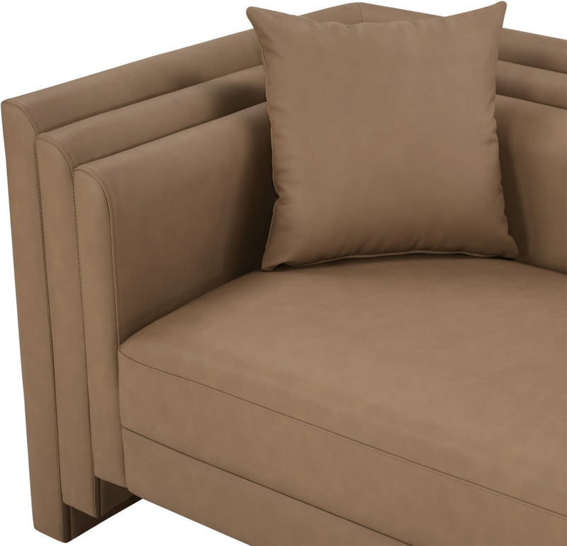 Everett 67" Vegan Leather Upholstered Loveseat in Brown - 44067Brown-L