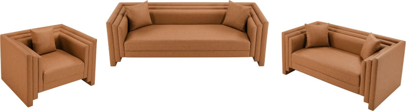 Everett 67" Vegan Leather Upholstered Loveseat in Cognac - 44067Cognac-L