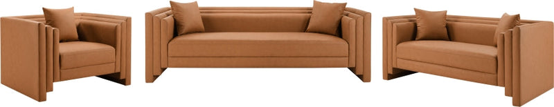 Everett 67" Vegan Leather Upholstered Loveseat in Cognac - 44067Cognac-L