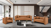 Everett 67" Vegan Leather Upholstered Loveseat in Cognac - 44067Cognac-L