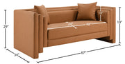 Everett 67" Vegan Leather Upholstered Loveseat in Cognac - 44067Cognac-L