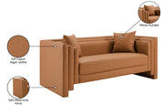 Everett 67" Vegan Leather Upholstered Loveseat in Cognac - 44067Cognac-L