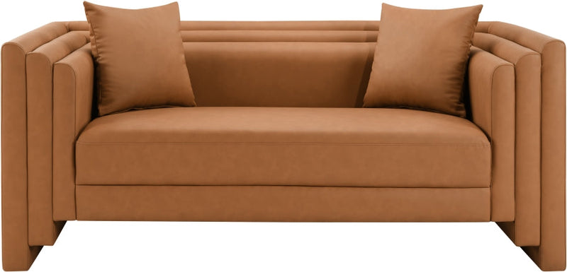 Everett 67" Vegan Leather Upholstered Loveseat in Cognac - 44067Cognac-L