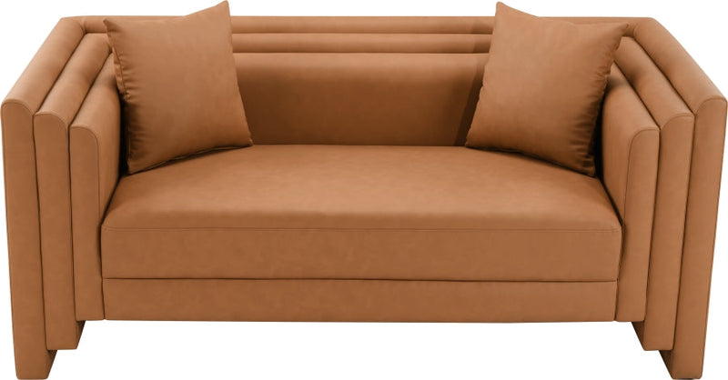 Everett 67" Vegan Leather Upholstered Loveseat in Cognac - 44067Cognac-L