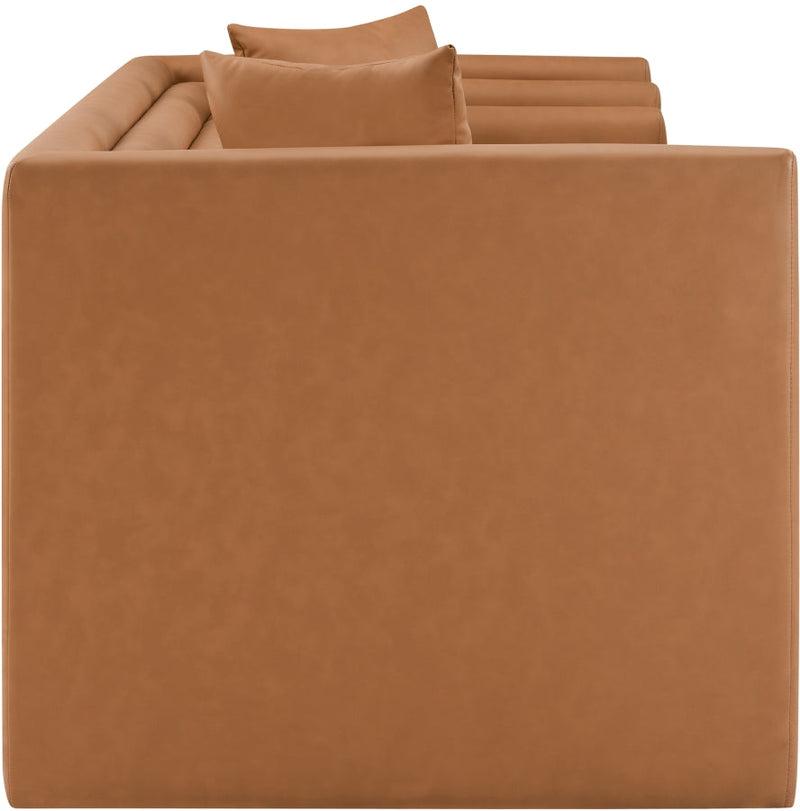 Everett 67" Vegan Leather Upholstered Loveseat in Cognac - 44067Cognac-L
