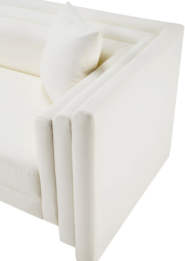 Everett 67" Vegan Leather Upholstered Loveseat in Cream - 44067Cream-L