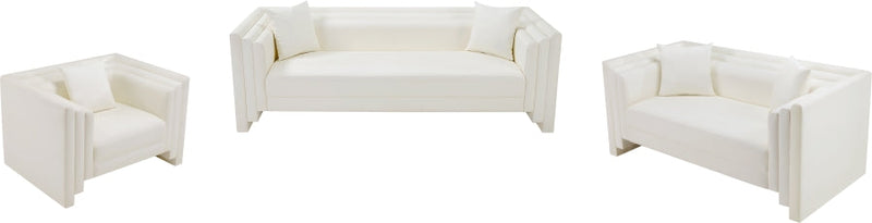 Everett 67" Vegan Leather Upholstered Loveseat in Cream - 44067Cream-L