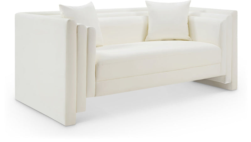 Everett 67" Vegan Leather Upholstered Loveseat in Cream - 44067Cream-L
