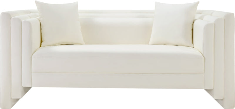 Everett 67" Vegan Leather Upholstered Loveseat in Cream - 44067Cream-L