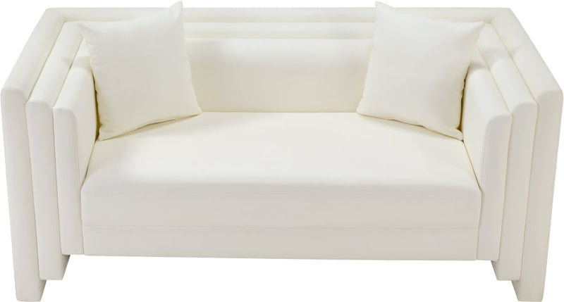 Everett 67" Vegan Leather Upholstered Loveseat in Cream - 44067Cream-L