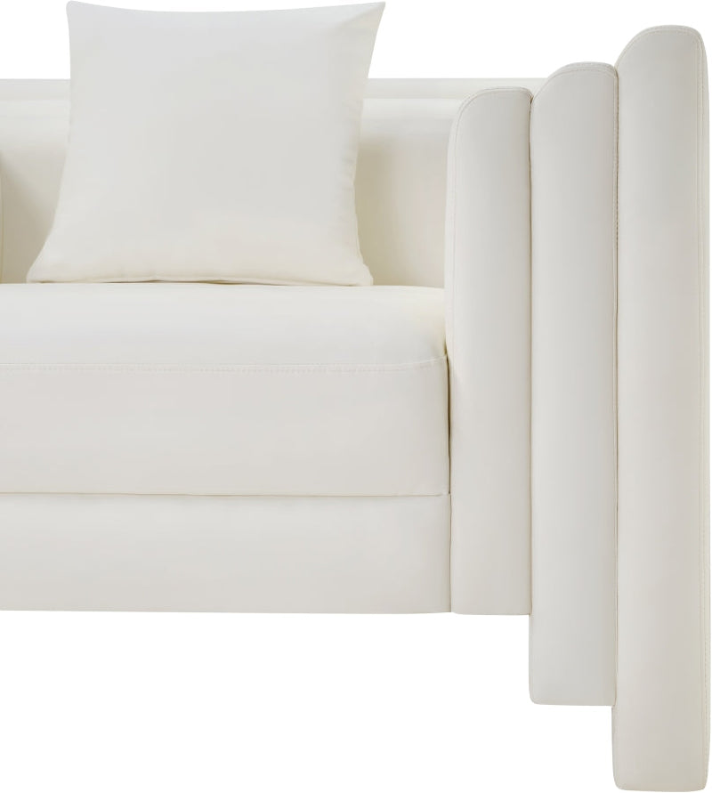 Everett 67" Vegan Leather Upholstered Loveseat in Cream - 44067Cream-L