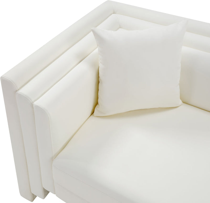 Everett 67" Vegan Leather Upholstered Loveseat in Cream - 44067Cream-L