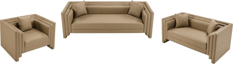 Everett 67" Vegan Leather Upholstered Loveseat in Natural - 44067Tan-L