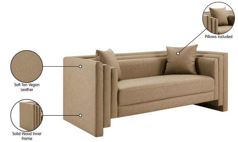 Everett 67" Vegan Leather Upholstered Loveseat in Natural - 44067Tan-L