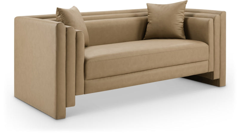 Everett 67" Vegan Leather Upholstered Loveseat in Natural - 44067Tan-L